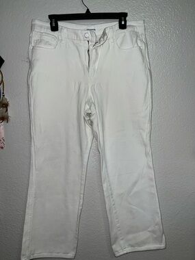 Good American Good Curve High Rise White Straight-Leg Jeans 14/32